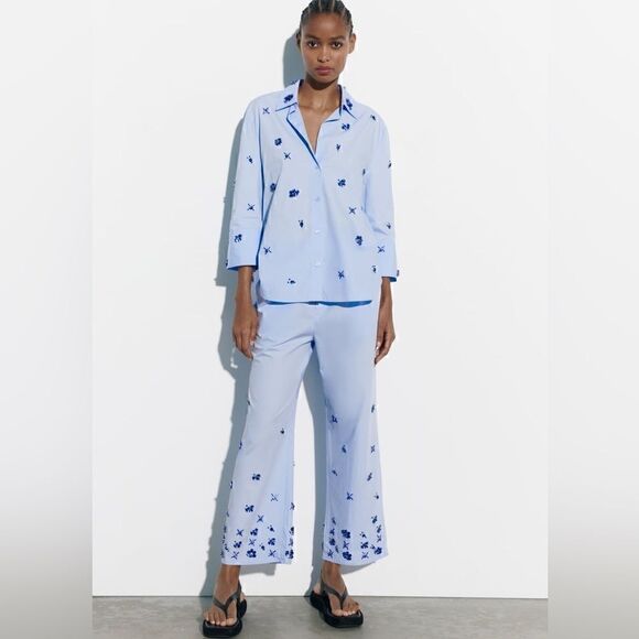 ZARA JEWEL POPLIN PANTS - Picture 1 of 3